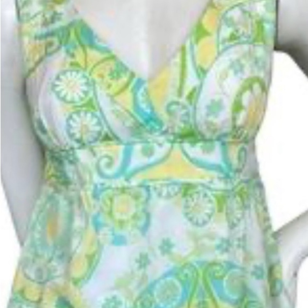 Vintage Lilly Pulitzer 100% silk Green and Yellow Floral Camisole top